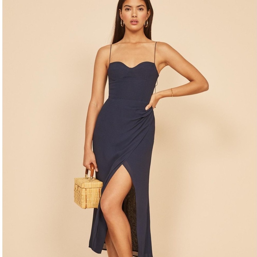 Reformation Kourtney Dress in Navy - NEW